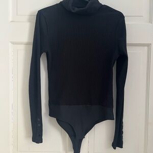 Black Ribbed Turtleneck Bodysuit